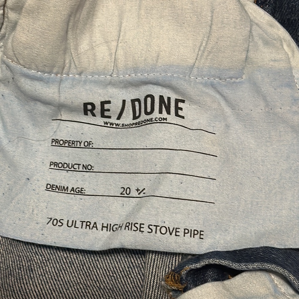 Re/Done Comfort Stretch 70’s Ultra High Rise Stove Pipe sz 25 - Picture 5 of 8